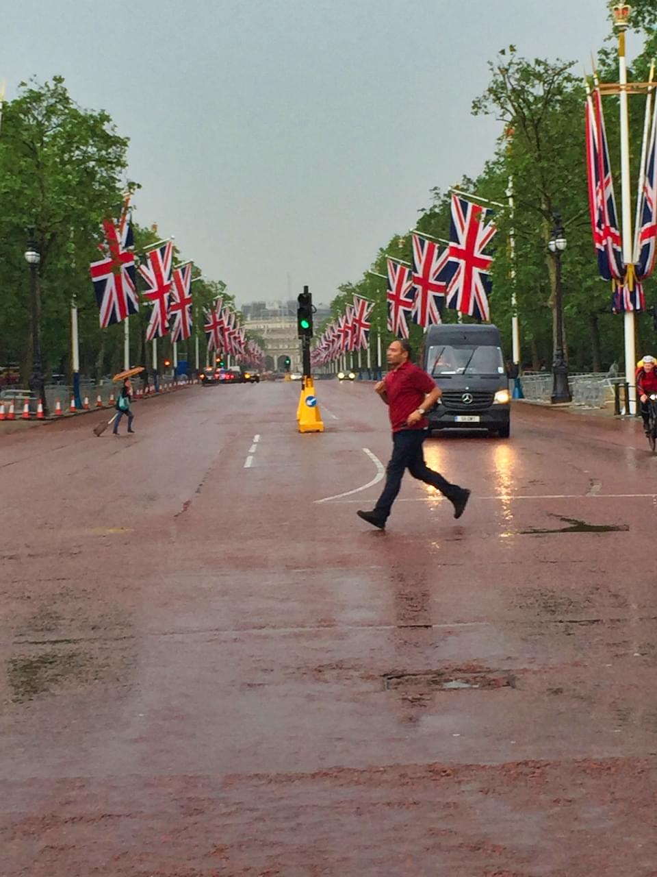 Pedestrian in the rain